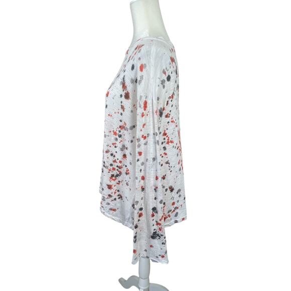 Gilda Midani 100% Slubbed Cotton T-Shirt Long Sleeves Paint Splatter Artsy Small - Picture 6 of 11